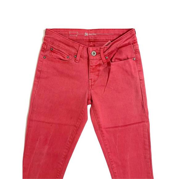 NEW LEVI'S women's demi curve low rise skinny denim jeans in coral red - Picture 4 of 5
